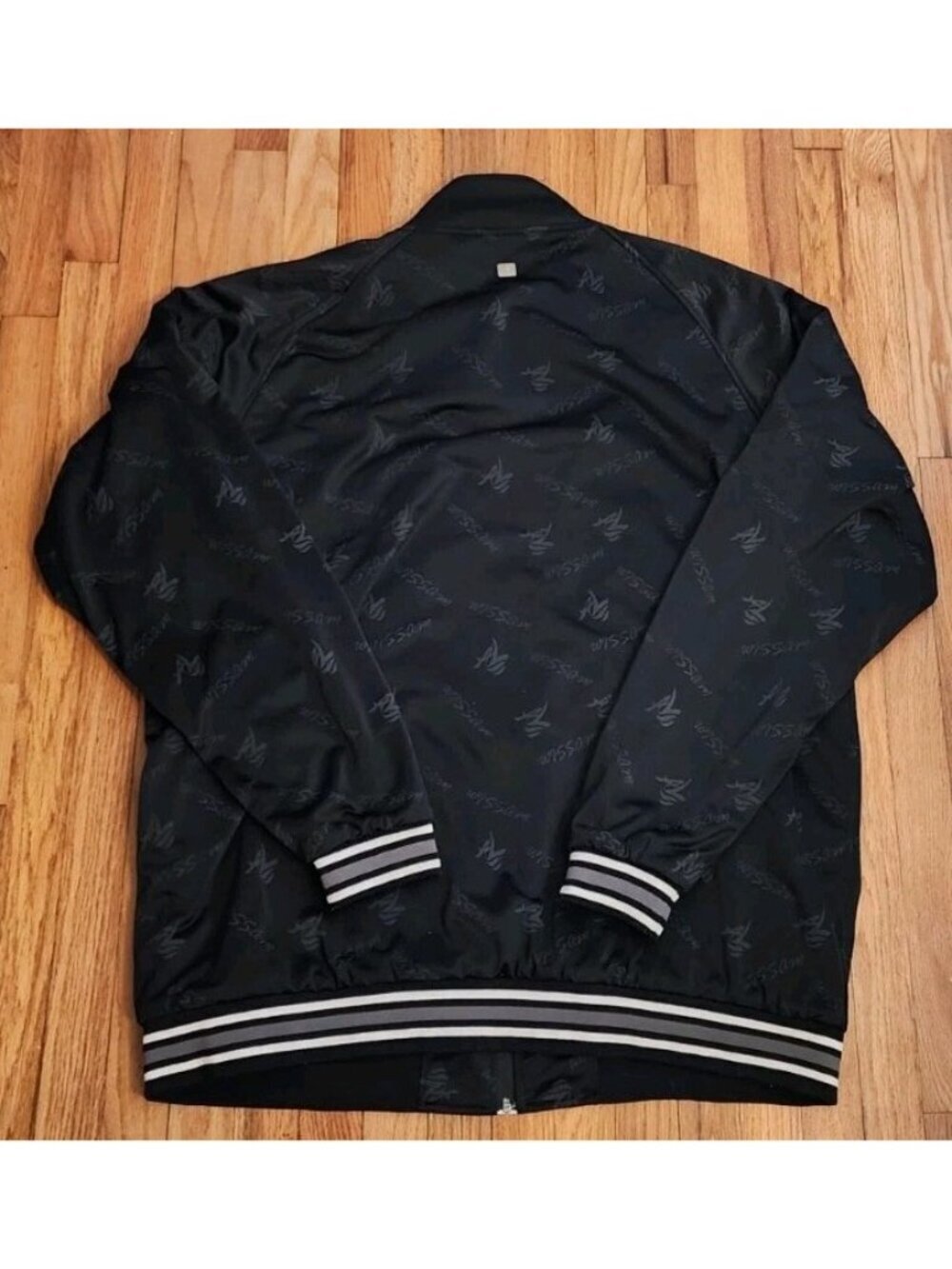 AL Wissam Jacket Heavy Y2K Black Track 5XL Full Zip Bomber Fleece Lined Hip Hop - Picture 9 of 11